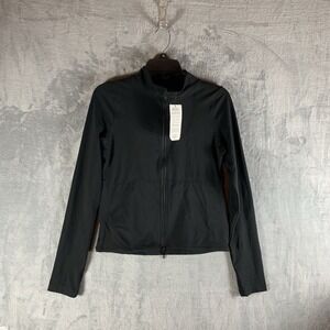 Cotton On Body Womens Top L Ultra Soft Long Sleeve Zip Through Black Pockets NWT